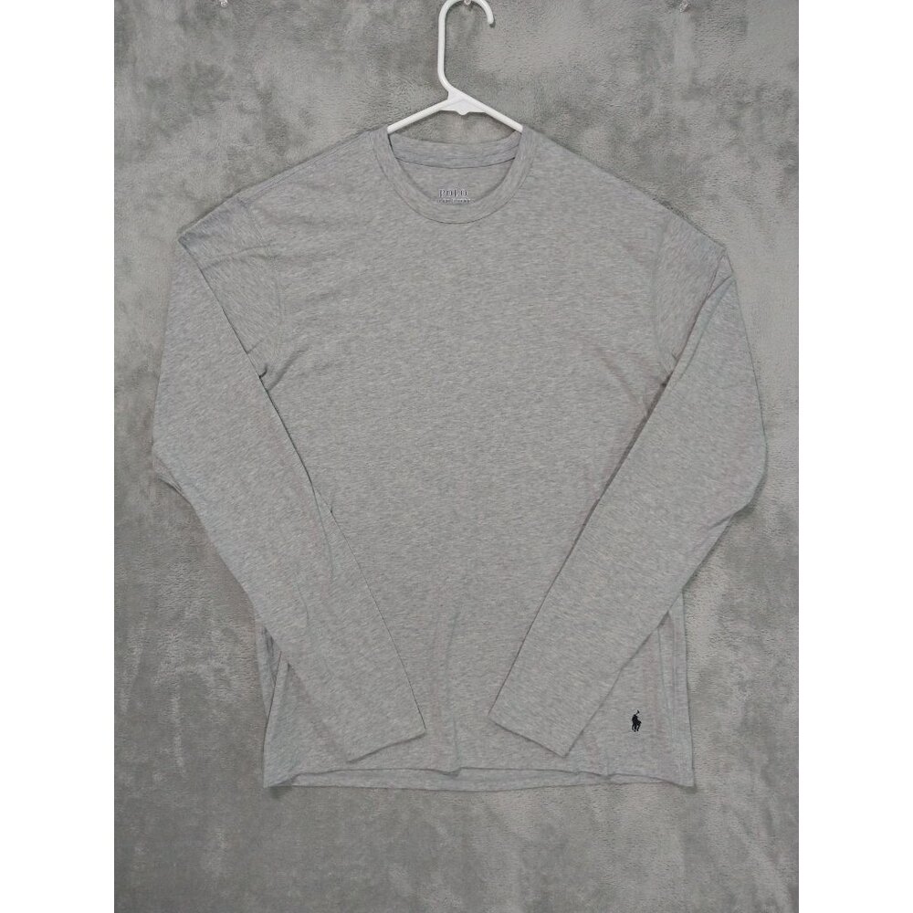 Polo Ralph Lauren Shirt Mens Large Gray Long Sleeve Crew Neck Tee Logo Casual